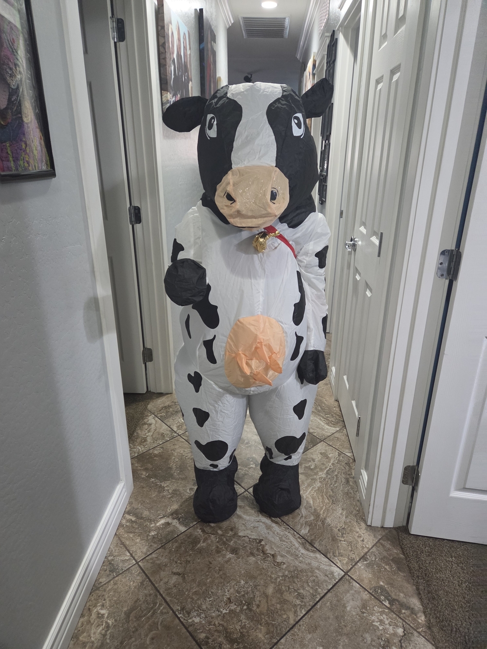 Spirit Halloween Cow Inflatable Costume White & Black